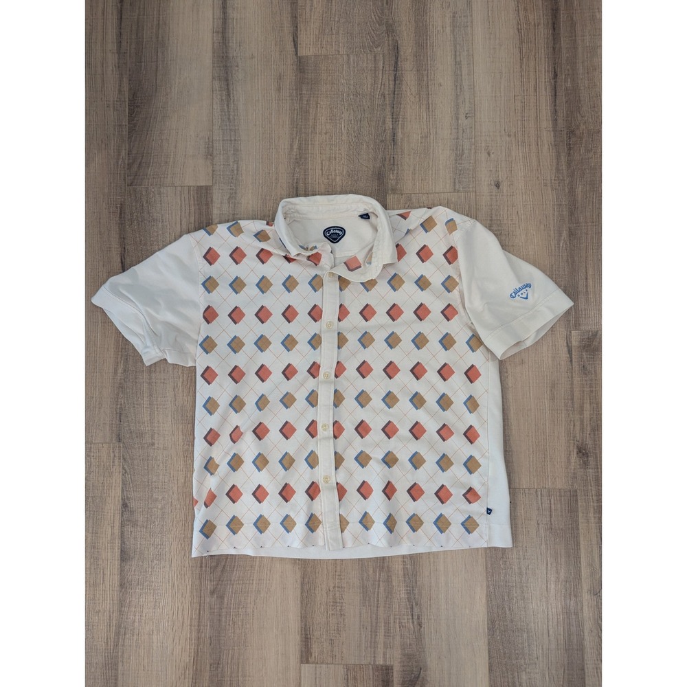 Vintage 2002 Callaway Golf Sport Button Up Shirt Mens XL Y2K Geometric Print